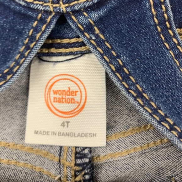 Girls/Toddler WONDER NATION 4T shortalls boho white floral/lace denim overalls - Picture 7 of 14